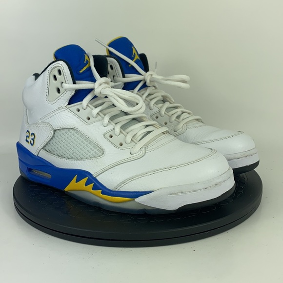 Nike Air Jordan 5 Retro 'Laney' 2013 White/Blue 136027-189 Men's Size 8 - Picture 3 of 12